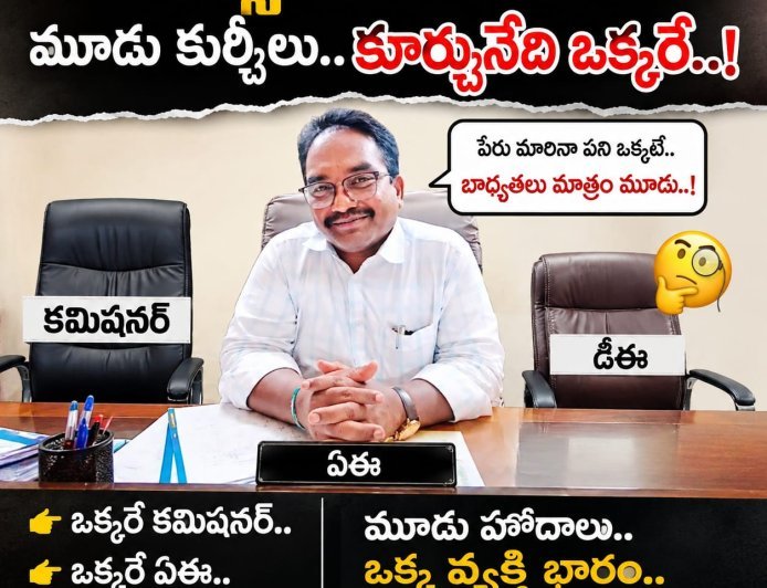 మున్సిపాలిటీలో వన్ మ్యాన్ షో మూడు పోస్టులు ఒక్క అధికారే